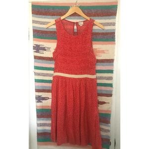 Anthropologie Sleeveless Ruffle Coral Dress